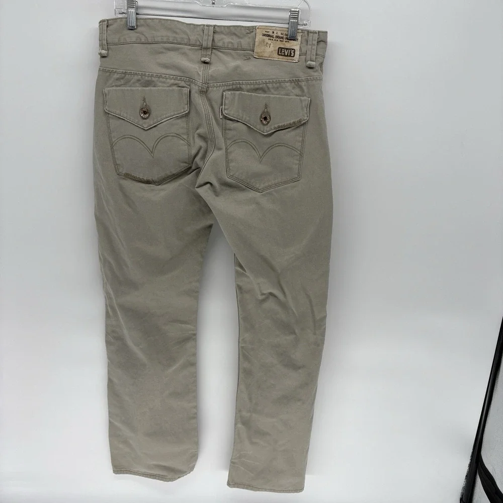 Vintage Levis Tab Twills Pants Beige Slim Straight Work Wear Y2K White Tab 32X30